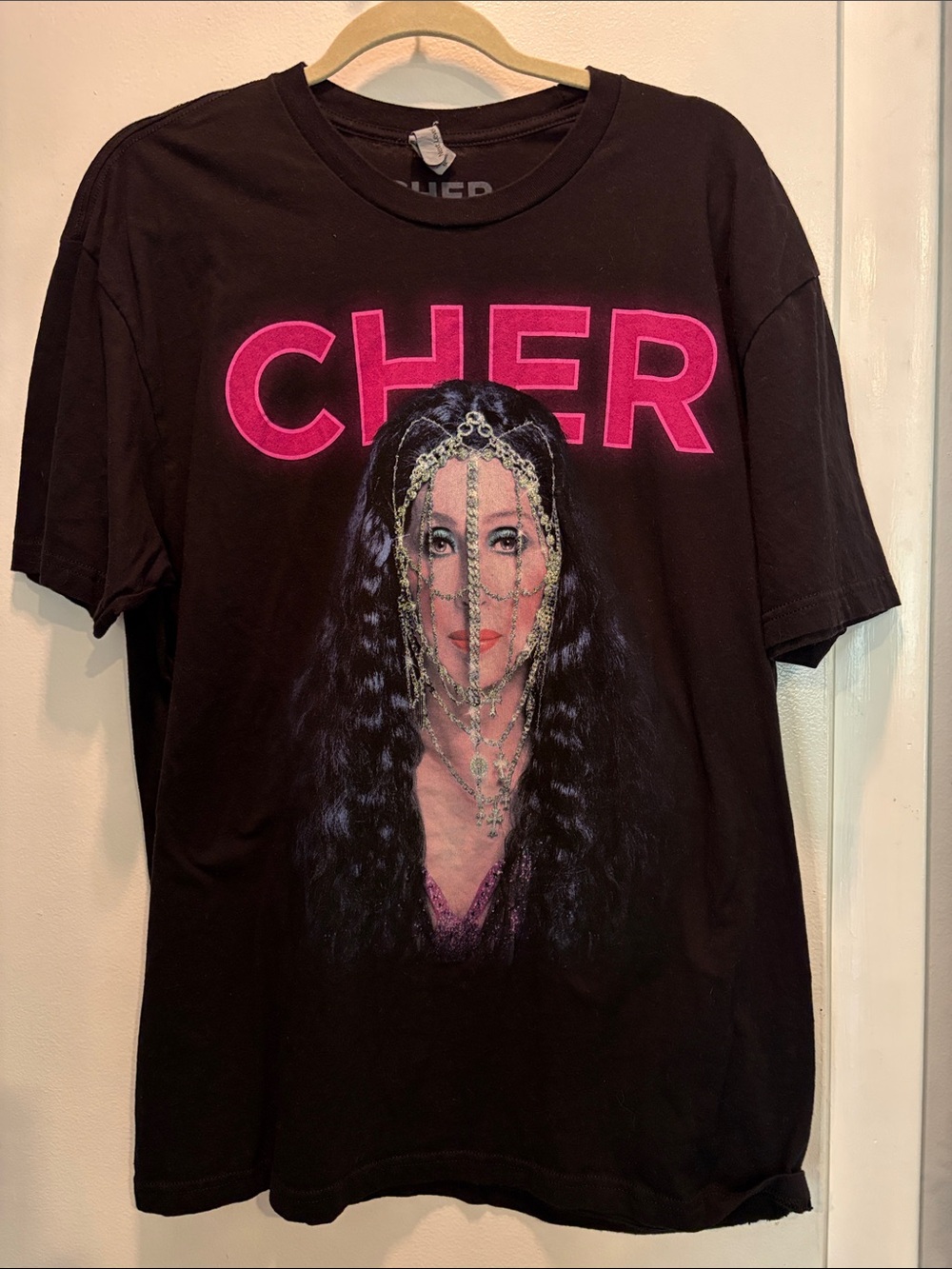 CHER Graphic Tee - Black with Pink Logo